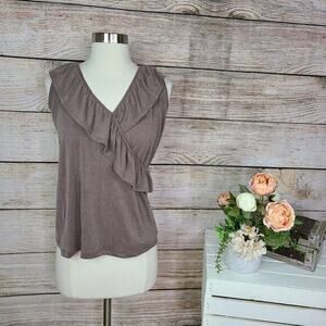Harlowe & Graham Sleeveless Ruffle Wrap Tank‎ Top Large